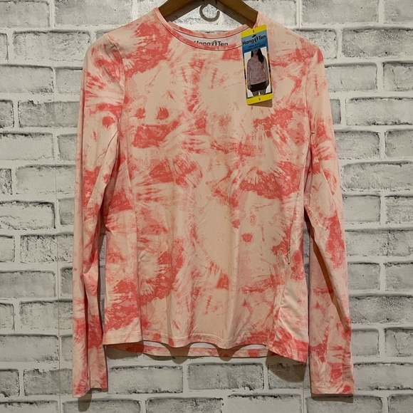 Hang Ten Tops - NWT! Women’s Hang Ten pink tie-dye long sleeve water wicking UPF shirt, smalll